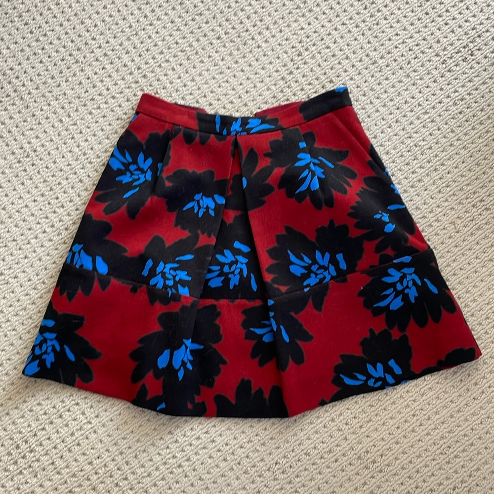 J.Crew burgundy floral mini skirt